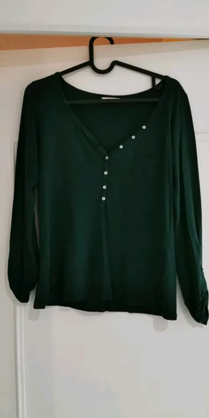 Tee-shirt manches longues femme vert Taille 1 Camaïeu