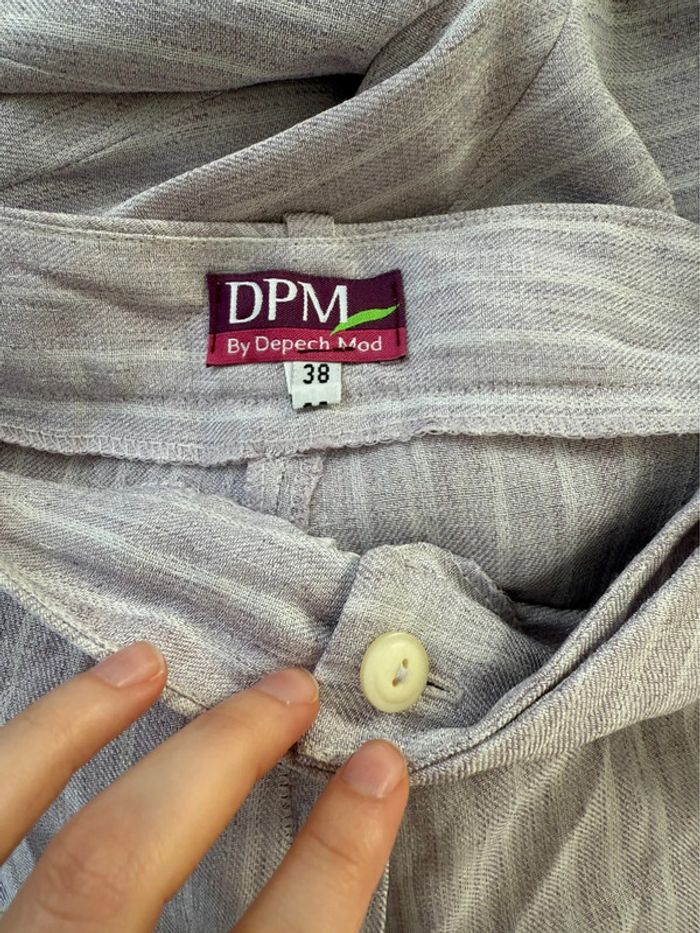 Ensemble veste pantalon tailleur rose et blanc à rayures classe élégant - photo numéro 15