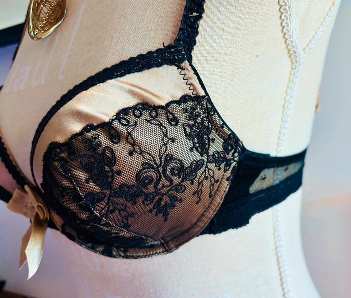 💕 soutien gorge doré et dentelle noir 85 c #etam - photo numéro 3