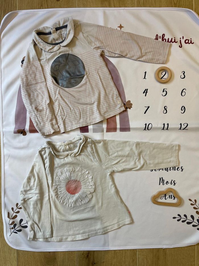 Lot de 2 t-shirts manches longues Obaïbi – Bébé fille 23 mois / 86 cm 🌸👶 - photo numéro 2