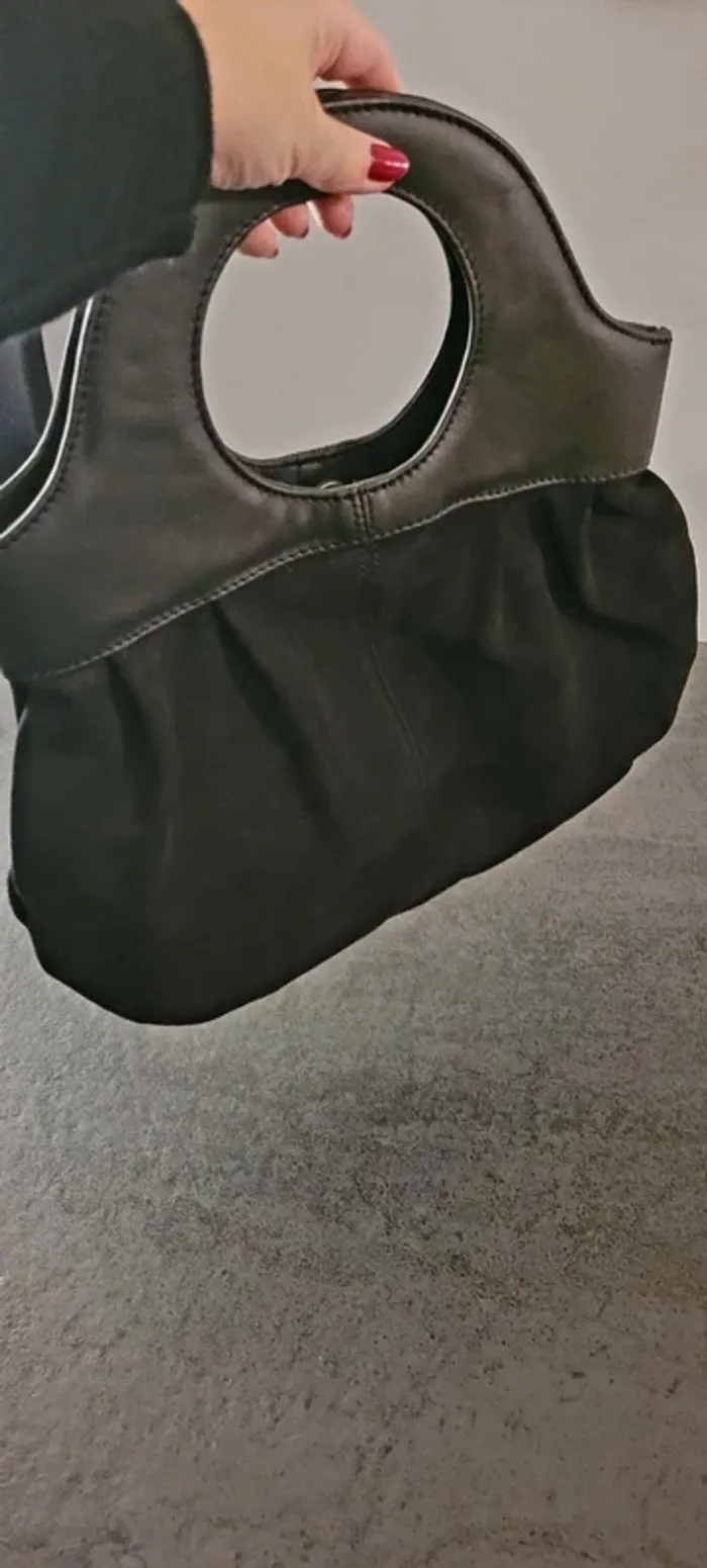 Sac suéde et cuir noir TeX neuf - photo numéro 8