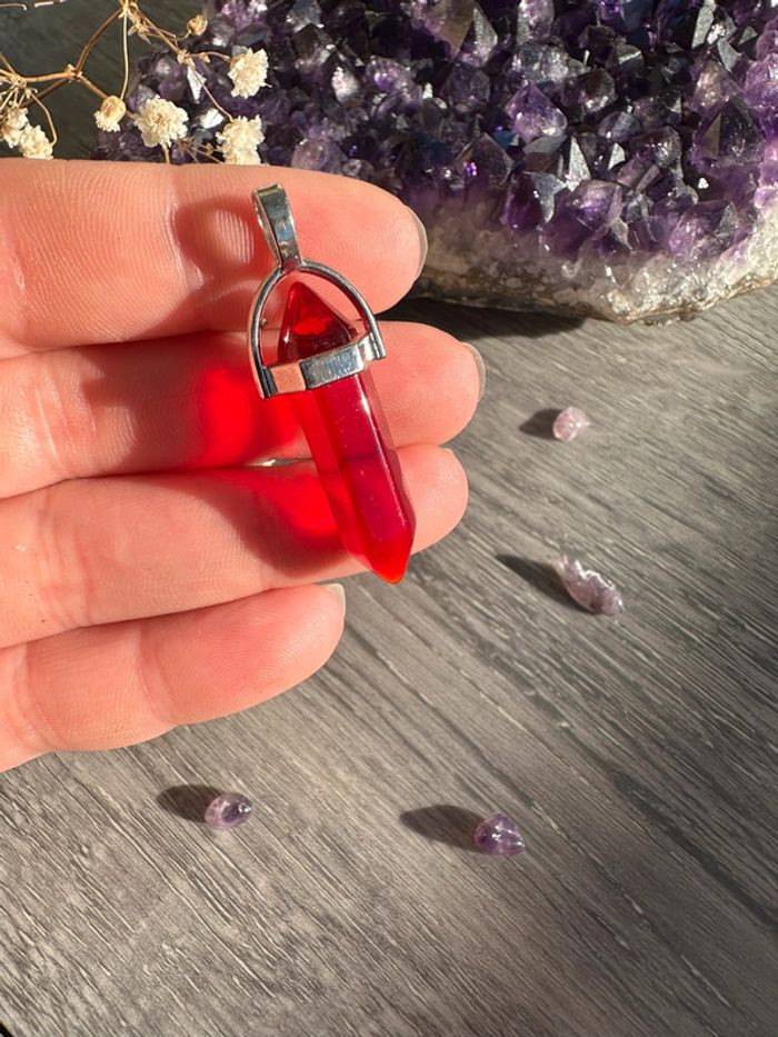 Pendentif pendule en cristal rouge - Pierre naturelle - photo numéro 4