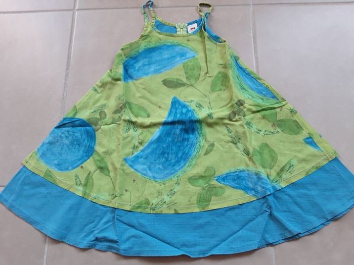 Robe été 3POMMES vert bleu 6 ans TBE