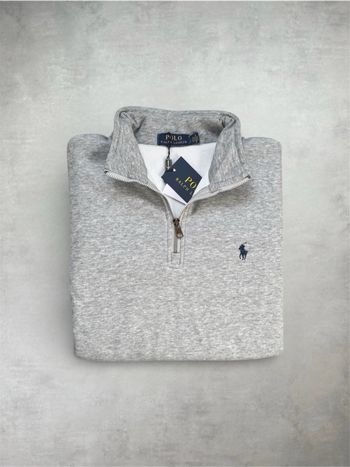 half-zip Ralph Lauren gris – Logo bleu – Taille S