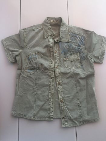 chemise en jean kaki à manches courtes garçon 12 ans
