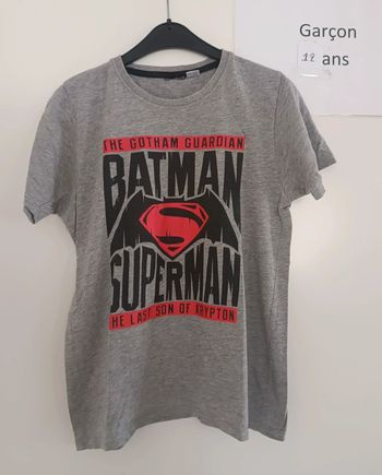 T-shirt mc Batman Superman 12 ans