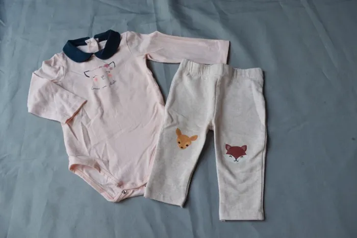 Ensemble Bébé Fille P'tit Bisou 6-9M Chat & Animaux Adorable