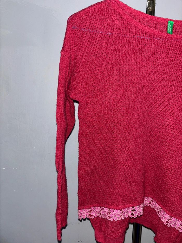 Pull Benetton rouge rouille - photo numéro 3