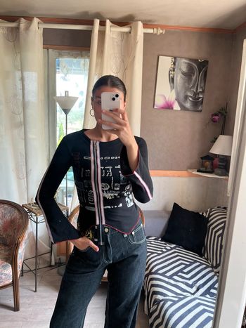 Top asymétrique à zip 2000yer gothic y2k siren office destroy