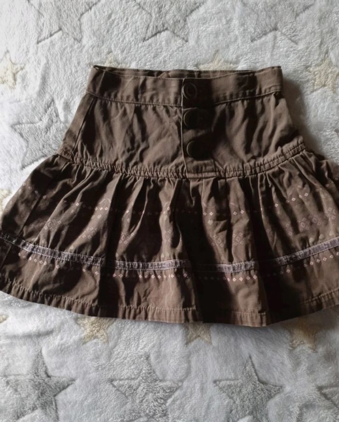 Jupe courte evasé marron coton