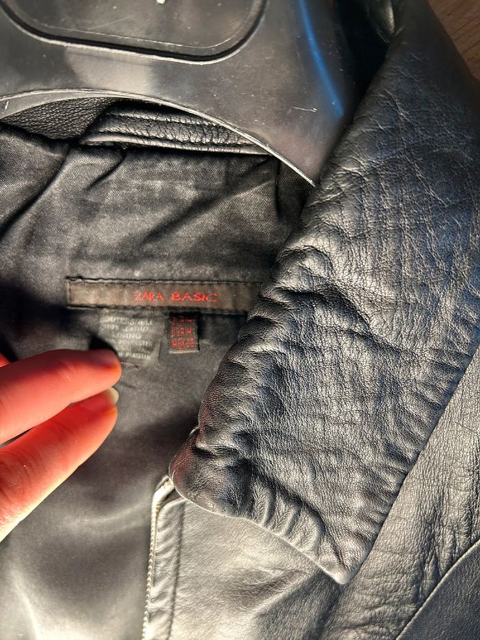 Veste en cuir véritable Zara taille 38/40, couleur noire - photo numéro 3