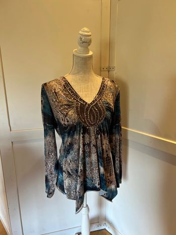 Blouse femme taille 42 bleu et marron