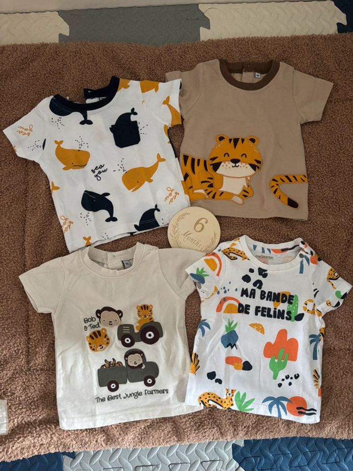 Lot Tee shirt été 6 mois animaux jungle - photo numéro 2
