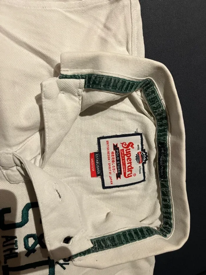 Polo blanc superdry taille M - photo numéro 3