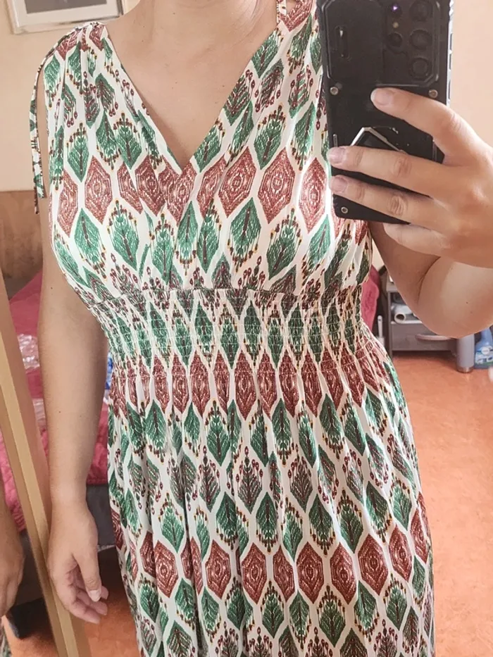 Robe longue à motifs verte et marron Elena Z TU - Robe magique - photo numéro 8