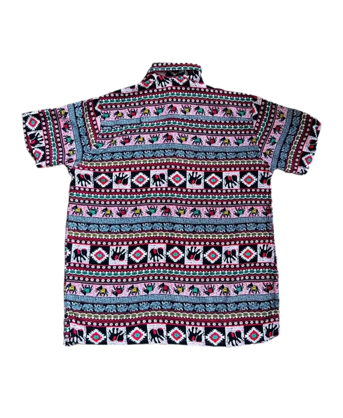 🐘Chemise vintage hippie 100% coton éléphants multicolores🌿Indian ethnic festival style shirt🐘 - photo numéro 12
