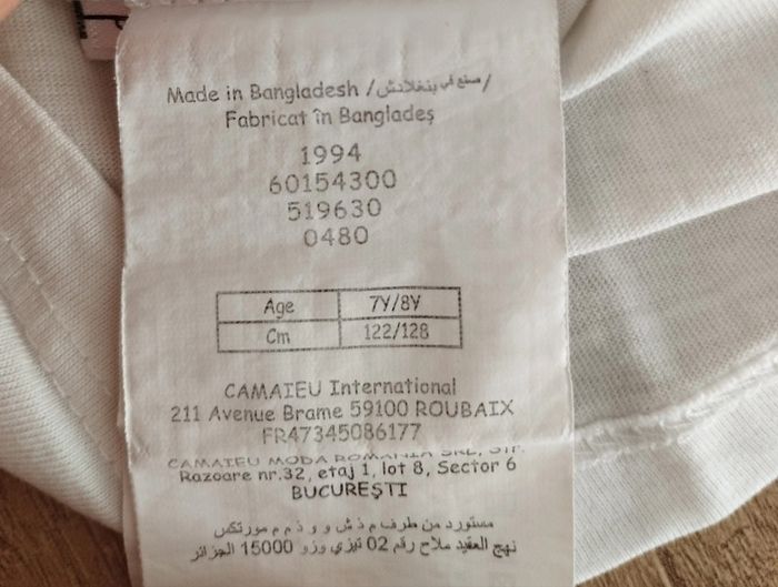 T-shirt manches courtes blanc fille taille 7/8 ans Camaïeu - photo numéro 3