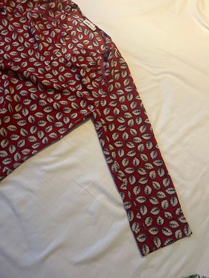 Haut rouge feuille tour bleu foncé - photo numéro 2