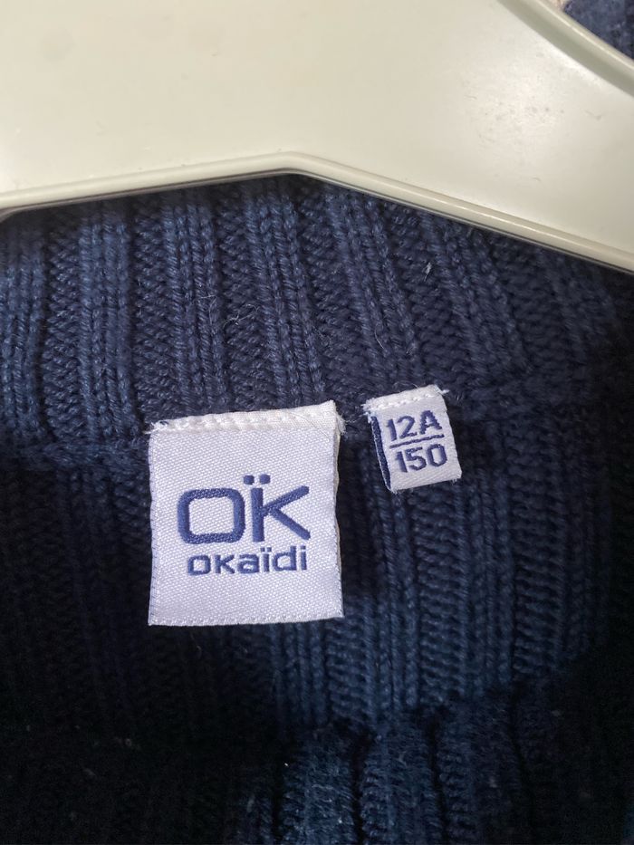 Pull côtes bleu marine coton acrylique 12 ans Okaidi - photo numéro 2