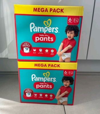 140 couches Pampers baby dry pants taille 6 (2 cartons de 70 couches) ⭐