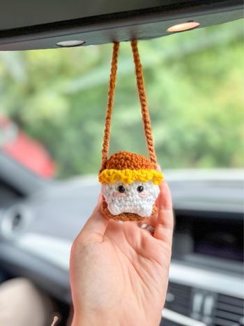 Déco rétroviseur champignon tournesol en crochet 