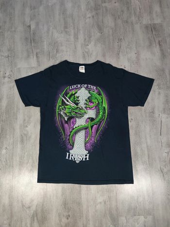 T-shirt Luck Of The Irish Dragon Y2k Noir Taille L Homme