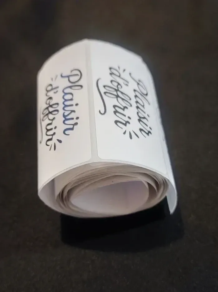 Lot de 50 autocollants “Plaisir d’offrir” stickers rectangulaires 60×30 mm - photo numéro 3