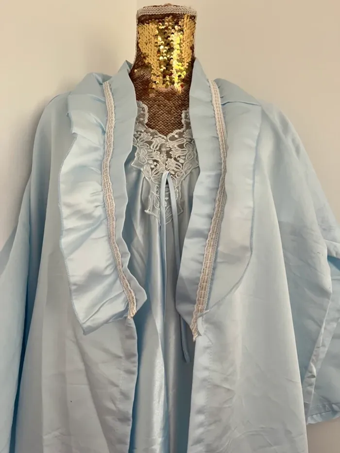 Ensemble nuisette 2 kimonos bleu 38 /40 vintage - photo numéro 7