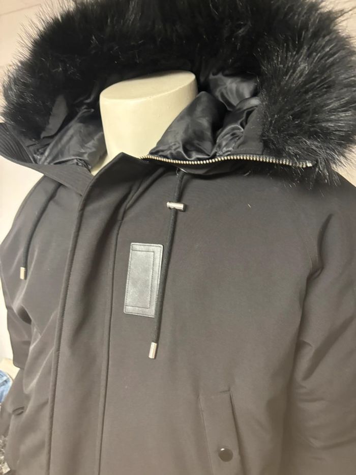 Doudoune neuve The Kooples noire avec capuche en fausse fourrure – Taille XL - photo numéro 4