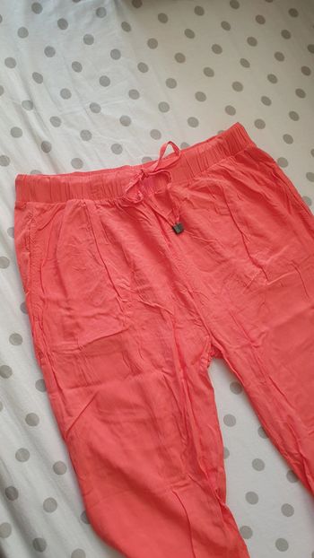 Pantalon léger été rose saumon style soie femme taille L