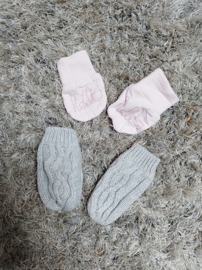 Lot Gants naissance anti griffures rose fille - photo numéro 2