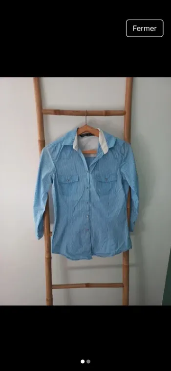 Chemise Zara bleu rayée blanc