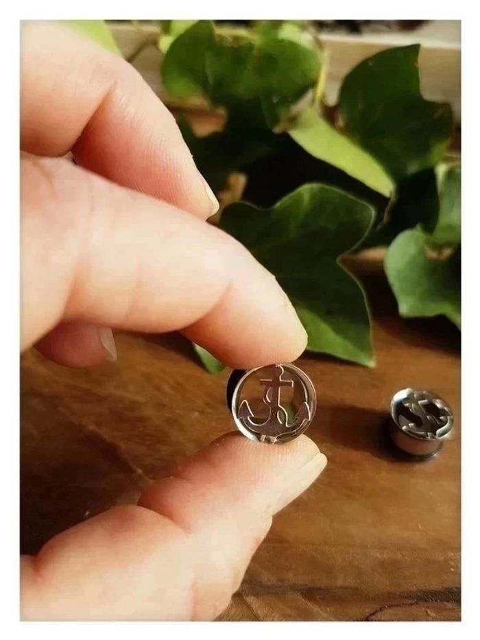 Paire d'écarteurs plugs acier ancres 12mm - photo numéro 4