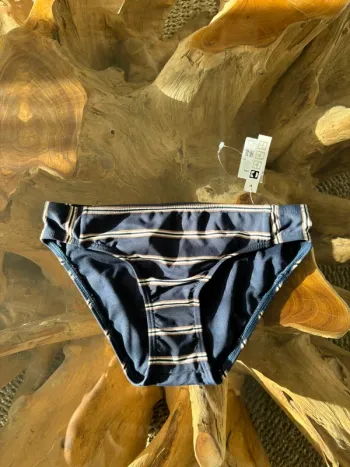 Bas de maillot de bain Roxy femme bleu marine blanc doré rayure