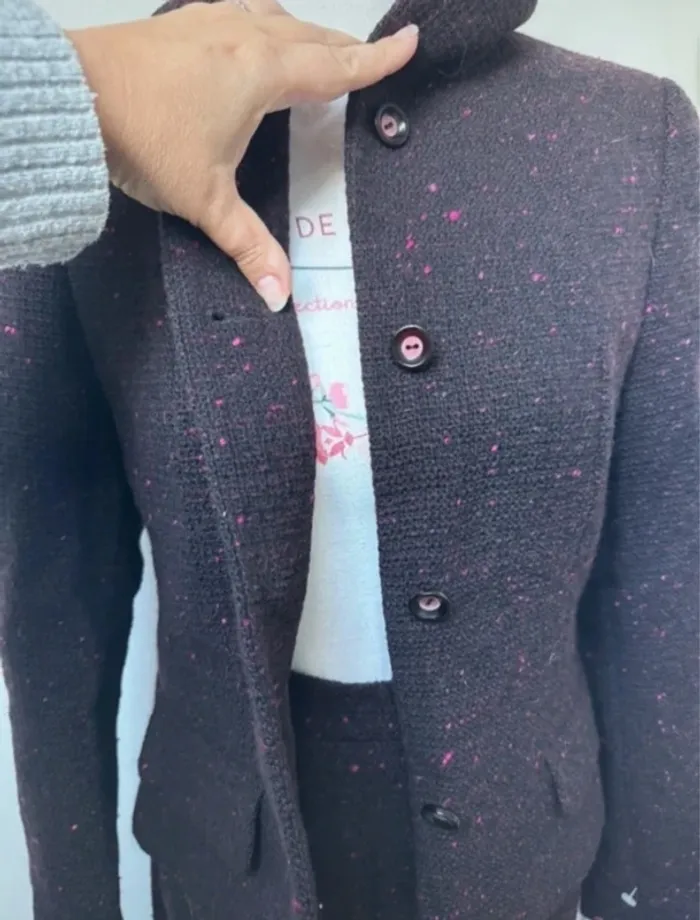 Tailleur mauve chiné veste et jupe Louis Féraud taille 38 - photo numéro 14