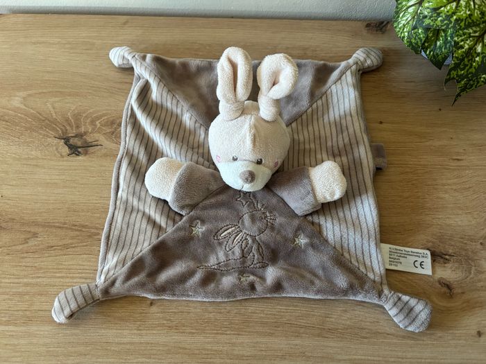 Doudou plat lapin marron étoile attache sucette simba toys - photo numéro 2