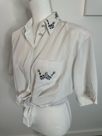 Chemisier blanc broderies navy marin Decade Kiabi T38/40 M/L