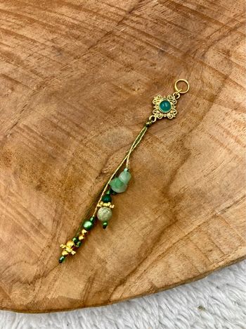 Bijou de cheveux, tresse/dread, macramé pierre Onyx vert