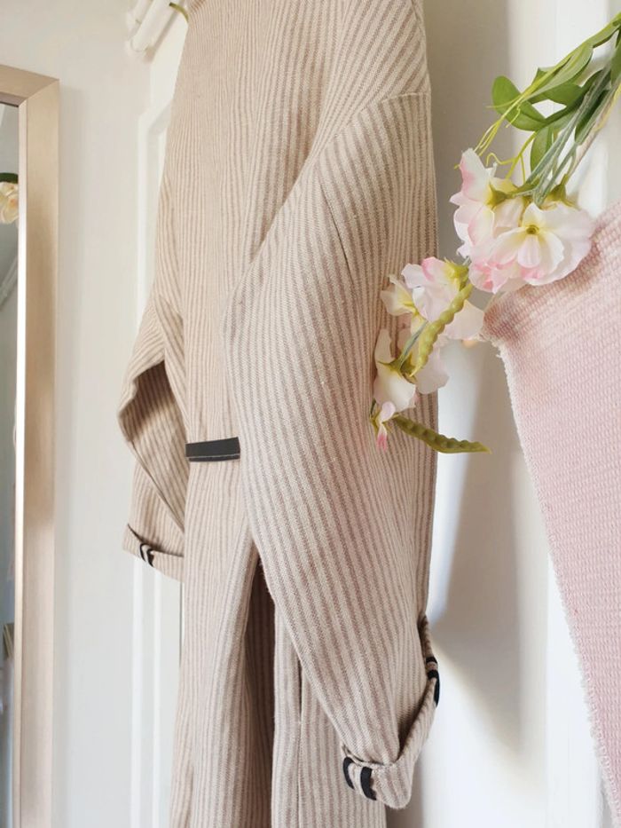 Veste longue Blazer Cardigan Trench 100% lin Zara Taille S - photo numéro 6