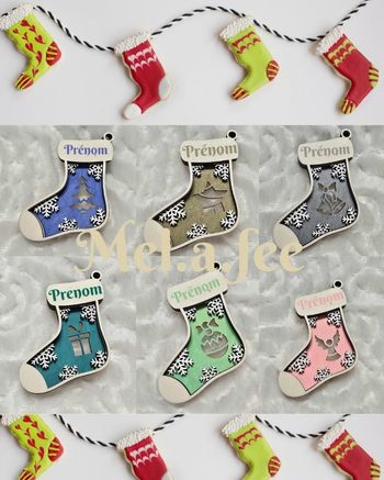 Ornement de noen en bois chaussette