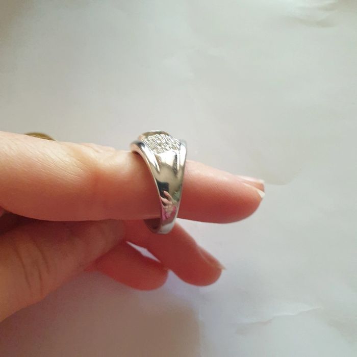 Sublime bague rhodium neuve coeur strass - photo numéro 3