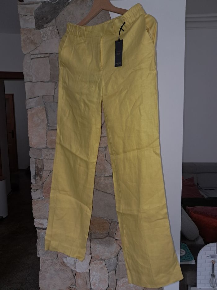 Pantalon large en lin CAROLL - Jaune Citron - NEUF (T36)
- photo numéro 4