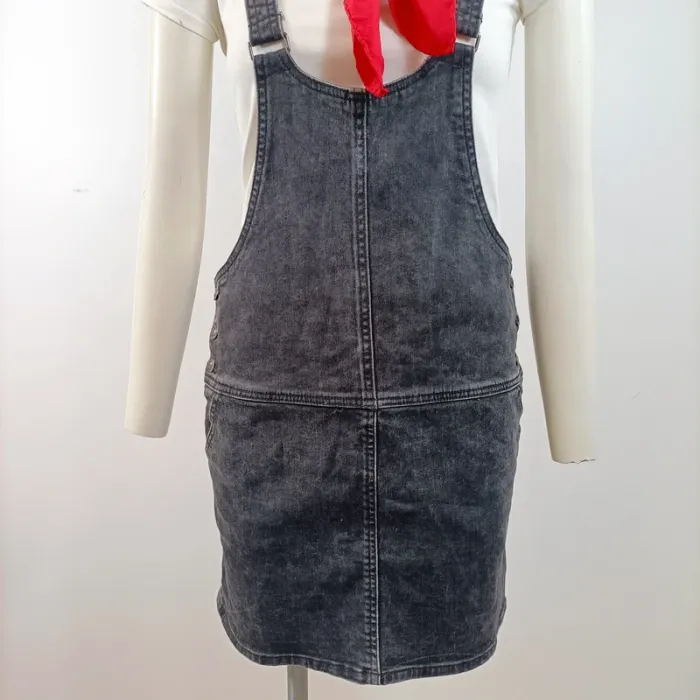 Salopette robe en jean gris délavé Miss Liberto – style vintage décontracté taille 16 ans A770 - photo numéro 2