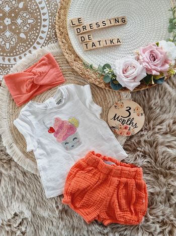 Ensemble short 3 mois bébé fille