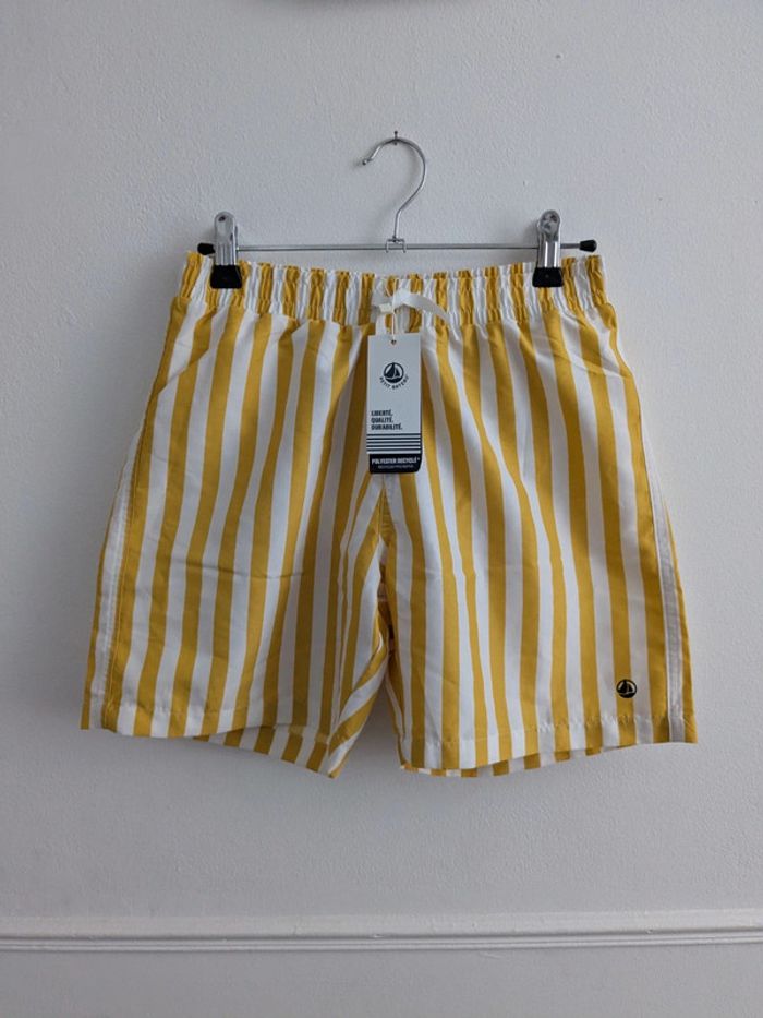 Short de bain rayé jaune et blanc 12 ans