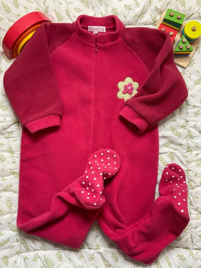 pyjama grenouillère en polaire rose 3 ans plumting - photo numéro 4
