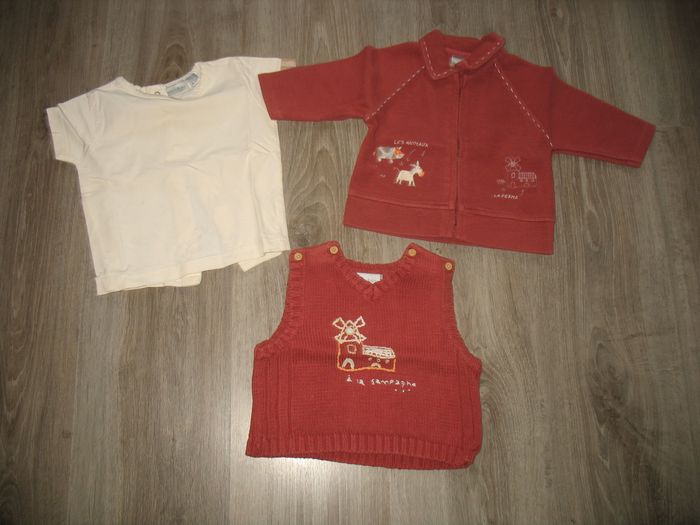 ENSEMBLE 3 PIÈCES BÉBÉ GARÇON : GILET + PULL + TEE SHIRT MC "KIABI BABY" - 6 MOIS - n°04 - photo numéro 1