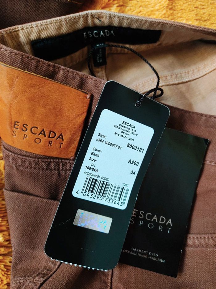 Pantalon femme bicolore marron Escada Sport 34 Neuf - photo numéro 4