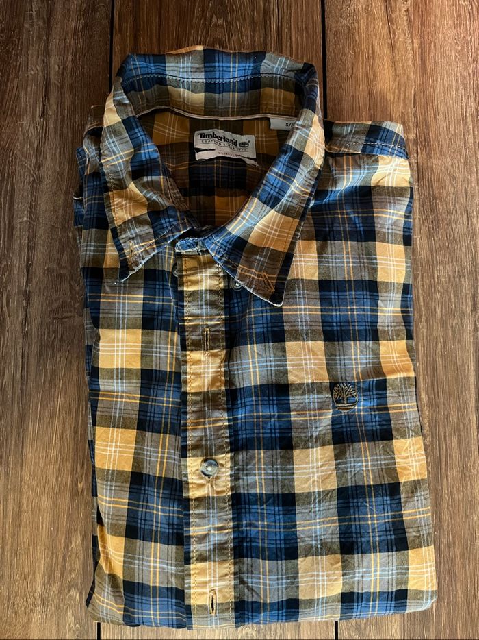 Chemise Timberland à carreaux bleu jaune - photo numéro 6