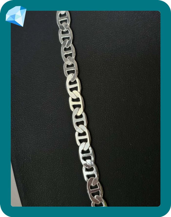 Collier maille Marine 5mm 60cm plaquage argent - photo numéro 2
